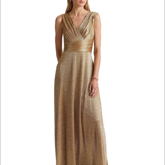 Roland Nivelais Bergdorf Goodman Gold Long Dress high couture Maxi - Picture 14 of 15